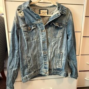 Forever 21 Light Blue Distressed Jean Jacket